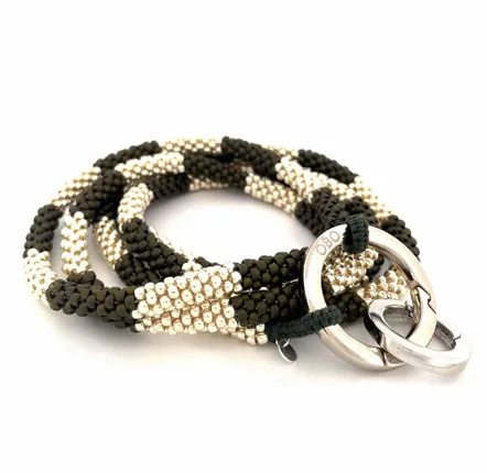Travel accessories - DUO Large Bead Phone Chain – D51 Silver Olive - OBO