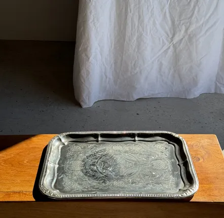 Formal plates - Large vintage tray in silver plated metal art nouveau - OFFICE OBJETS