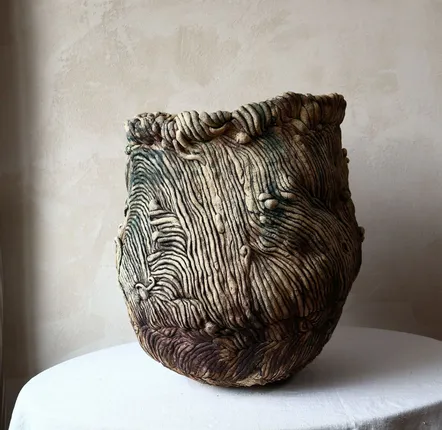 Ceramic - Sculpted Ceramic Vase with Organic Forms - WOJCIECH DZIENNIAK ART