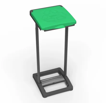 Shelves - Mongardi: Mr. B Mono Resin Bag Holder, Easy to Assemble, With Lid and Bag Retaining Frame, Suitable for 80–110 L Bags, 31.5W × 36D × 80H cm, Black and Green - MONGARDI