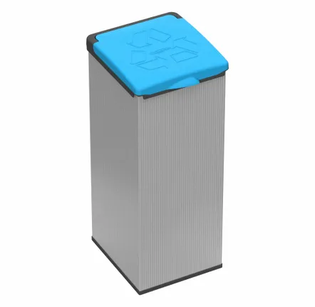 Shelves - Mongardi: 4'Otto Resin Bag Holder, Easy to Assemble, Modular, With Lid and Bag Retaining Frame, Suitable for 80–110 L Bags, 32W × 35D × 80H cm, Grey and Blue - MONGARDI