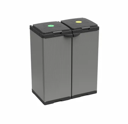 Shelves - Mongardi: Mono Resin Bag Holder Cabinet, Easy to Assemble, Two Doors, With Lid and Bag Retaining Frame, Suitable for 80–110 L Bags, 68W × 38D × 87H cm, Black and Grey - MONGARDI
