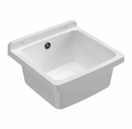 Sinks - Mongardi: Resin Utility Sink, Wall-Mounted, Acid-Resistant, Indoor and Outdoor, 39W × 39D × 24H cm, White - MONGARDI