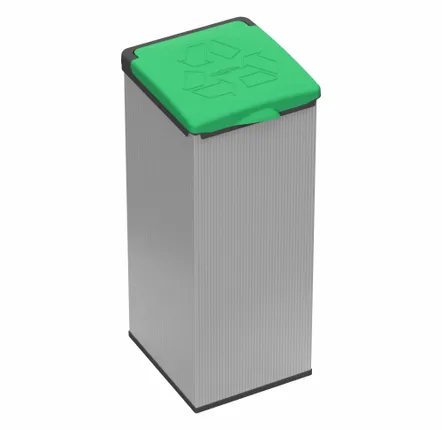 Shelves - Mongardi: 4'Otto Resin Bag Holder, Easy to Assemble, Modular, With Lid and Bag Retaining Frame, Suitable for 80–110 L Bags, 32W × 35D × 80H cm, Grey and Green - MONGARDI
