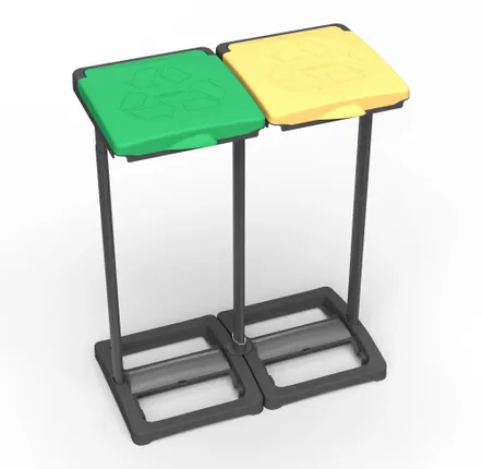 Shelves - Mongardi: Mr. B Bis Resin Bag Holder, Easy to Assemble, With Lid and Bag Retaining Frame, Suitable for 80–110 L Bags, 64W × 36D × 80H cm, Black, Green and Yellow - MONGARDI