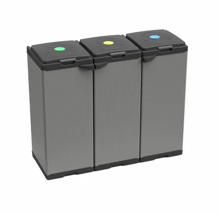 Shelves - Mongardi: Mono Resin Bag Holder Cabinet, Easy to Assemble, Three Doors, With Lid and Bag Retaining Frame, Suitable for 80–110 L Bags, 102W × 38D × 87H cm, Black and Grey - MONGARDI