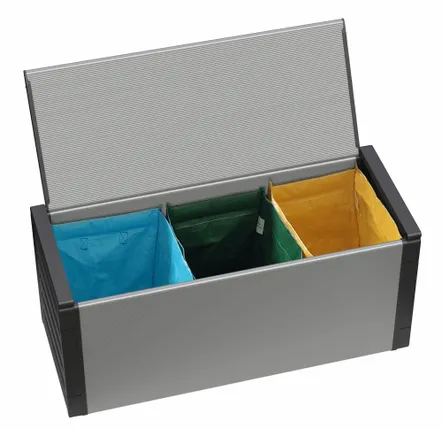 Shelves - Mongardi: Resin Storage Chest for Waste Sorting, With Colored Bags, Easy to Assemble, Compact, Indoor and Outdoor, 85W × 34D × 38H cm, Grey and Black - MONGARDI