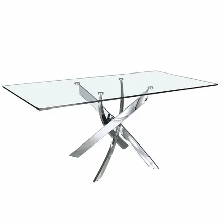 Tables Salle à Manger - Table à manger rectangulaire verre trempé et acier chromé - ANGEL CERDÁ