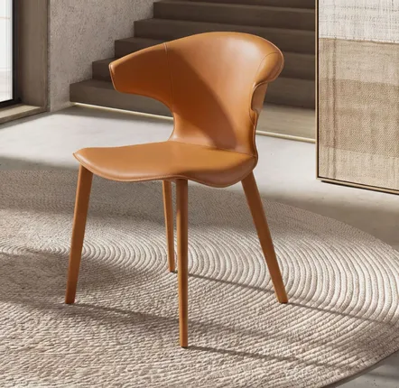 Chairs - Chair in orange regenerated leather - ANGEL CERDÁ