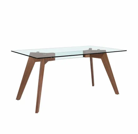 Tables Salle à Manger - Table à manger rectangulaire verre trempé et noyer - ANGEL CERDÁ