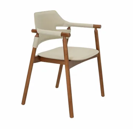 Chairs - Chair in sand-coloured regenerated leather - ANGEL CERDÁ