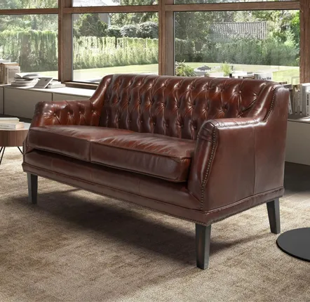 Sofas - 2-seater Chester sofa in cognac brown leather - ANGEL CERDÁ
