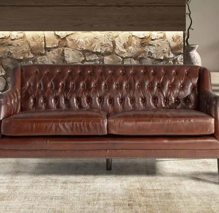 Sofas - 3-seater Chester sofa in cognac brown leather - ANGEL CERDÁ