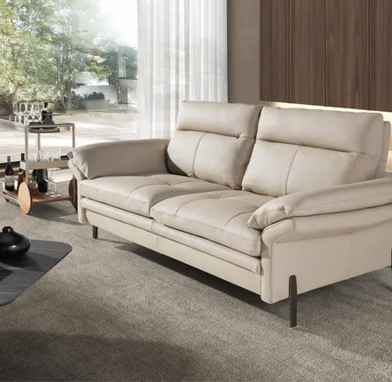 Sofas - 2-seater sofa in taupe grey leather - ANGEL CERDÁ