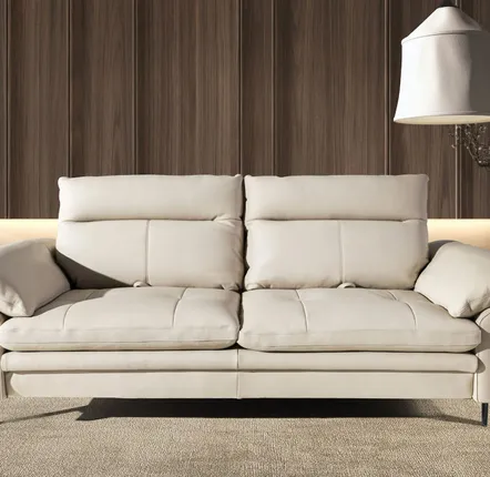 Sofas - 3-seater sofa in taupe grey leather - ANGEL CERDÁ