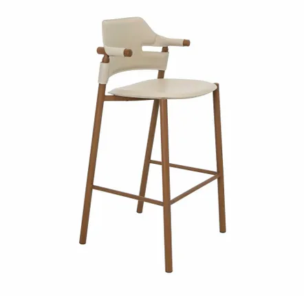Chairs - Stool in sand-coloured regenerated leather - ANGEL CERDÁ