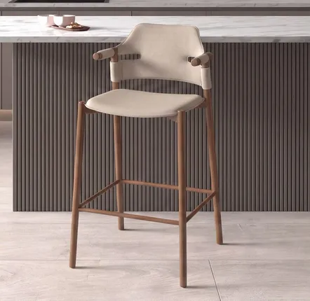 Chairs - Stool in sand-coloured regenerated leather - ANGEL CERDÁ