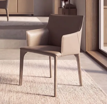 Chairs - Chair in mink-coloured regenerated leather - ANGEL CERDÁ