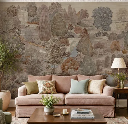 Wallpaper - Toothill in Sherbet on Grasscloth - HALEY STUDIOS