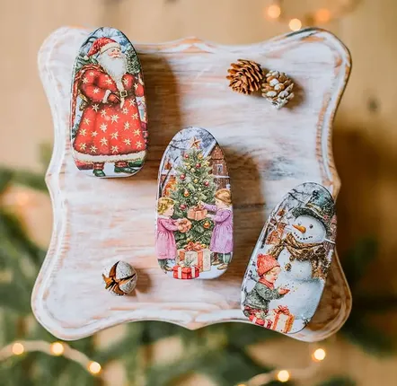 Cadeaux - Set de 12 boîtes métal ovales – Vintage Christmas - MAISON ROYAL GARDEN