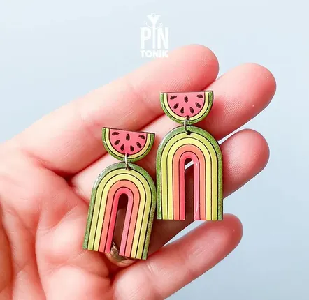 Bijoux - Boucles d'oreilles arc-en-ciel en forme de pastèque - PINTONIK