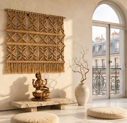 Tapestries - Suspended Macrame Wall Hanging Fondation Beige - NŒULUXE