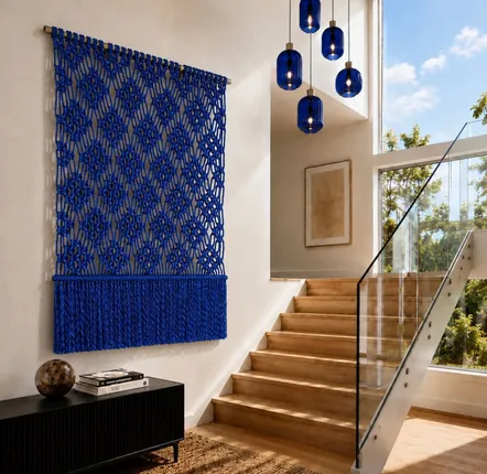 Tapestries - Suspended Macrame Wall Hanging Mili Electric Blue - NŒULUXE