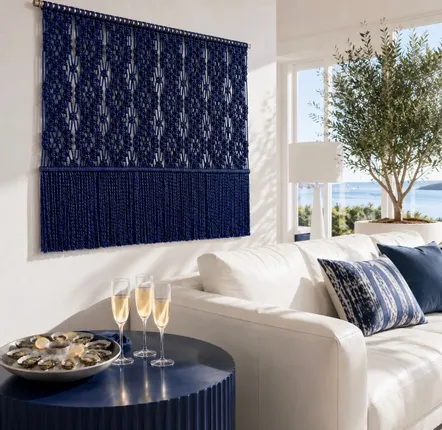 Tapestries - Suspended Macrame Wall Hanging Navy Blue - NŒULUXE
