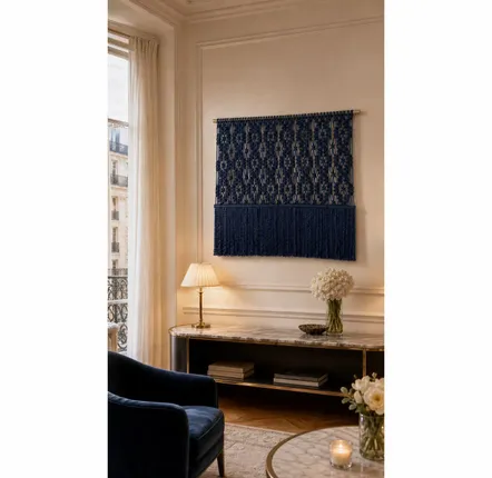 Tapestries - Suspended Macrame Wall Hanging Navy Blue - NŒULUXE