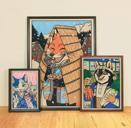 Poster - Poster\" The fox with the mino\” (Format 30x40cm or 50x70cm) - YEAAAH! STUDIO