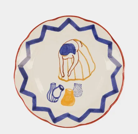 Assiettes au quotidien - HAND-PAINTED COMPORTA THE WATER CARRIER STONEWARE DINNER PLATE - HOUSE OF CAPRICORN