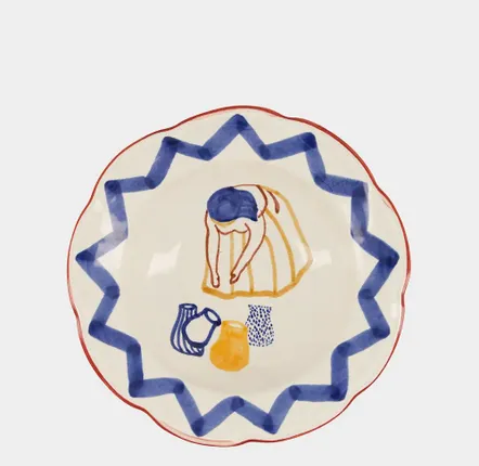 Assiettes au quotidien - HAND-PAINTED COMPORTA THE WATER CARRIER STONEWARE  SOUP PLATE - HOUSE OF CAPRICORN