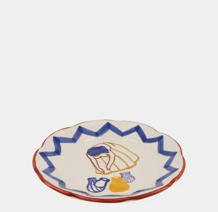 Assiettes au quotidien - HAND-PAINTED COMPORTA THE WATER CARRIER STONEWARE DESSERT PLATE - HOUSE OF CAPRICORN