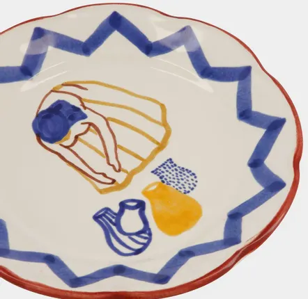 Assiettes au quotidien - HAND-PAINTED COMPORTA THE WATER CARRIER STONEWARE DESSERT PLATE - HOUSE OF CAPRICORN
