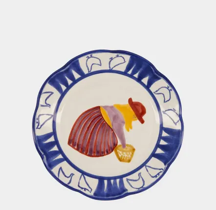 Assiettes au quotidien - HAND-PAINTED COMPORTA THE FARMER STONEWARE DESSERT PLATE - HOUSE OF CAPRICORN