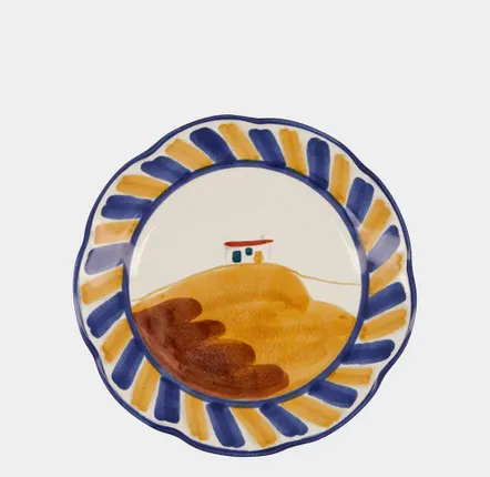 Assiettes au quotidien - HAND-PAINTED COMPORTA HOUSE STONEWARE DESSERT PLATE - HOUSE OF CAPRICORN