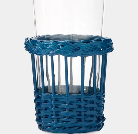 Plats et saladiers - HANDMADE VITÓRIA BLUE WICKER AND TALL GLASS TUMBLER - HOUSE OF CAPRICORN
