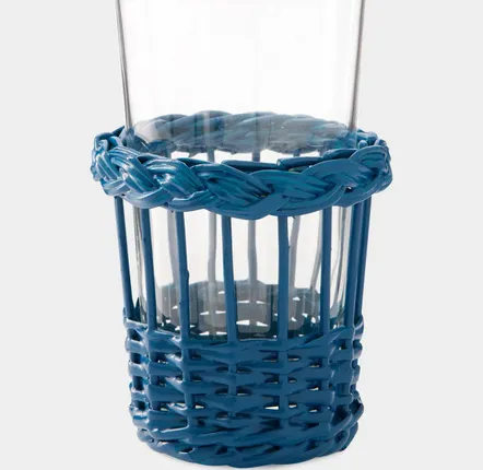 Plats et saladiers - HANDMADE VITÓRIA BLUE WICKER AND TALL GLASS TUMBLER - HOUSE OF CAPRICORN