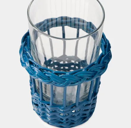 Plats et saladiers - HANDMADE VITÓRIA BLUE WICKER AND GLASS TUMBLER - HOUSE OF CAPRICORN