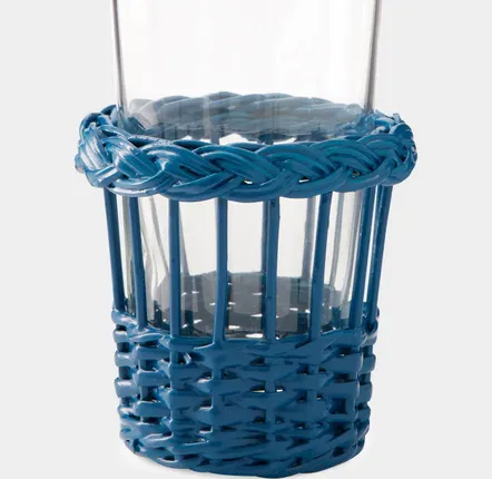 Plats et saladiers - HANDMADE VITÓRIA BLUE WICKER AND GLASS TUMBLER - HOUSE OF CAPRICORN