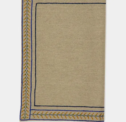 Verres - HAND-EMBROIDERED COMPORTA BEIGE LINEN WITH MULTICOLOR EMBROIDERY PLACE - HOUSE OF CAPRICORN