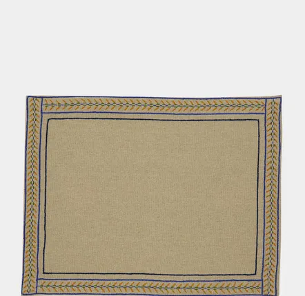 Verres - HAND-EMBROIDERED COMPORTA BEIGE LINEN WITH MULTICOLOR EMBROIDERY PLACE - HOUSE OF CAPRICORN