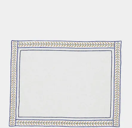 Table linen - HAND-EMBROIDERED COMPORTA WHITE LINEN WITH MULTICOLOR EMBROIDERY PLACE - HOUSE OF CAPRICORN