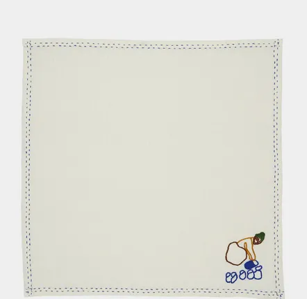 Table linen - HAND-EMBROIDERED COMPORTA THE WATER CARRIER WHITE LINEN WITH MULTICOLO - HOUSE OF CAPRICORN