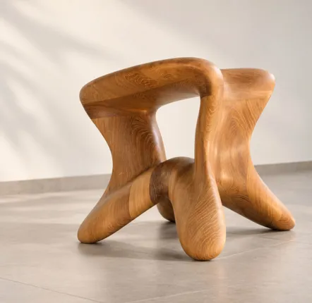 Stools - Aura | Sculpted Exclusive Stool | European Oak Wood - NEXART