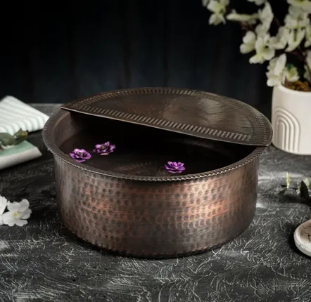 Spas - Handcrafted Copper Pedicure & Foot Spa Bowl with Removable Footrest - BELS & PEARL