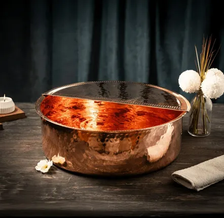 Spas - Handcrafted Copper Pedicure & Foot Spa Bowl with Removable Footrest - BELS & PEARL