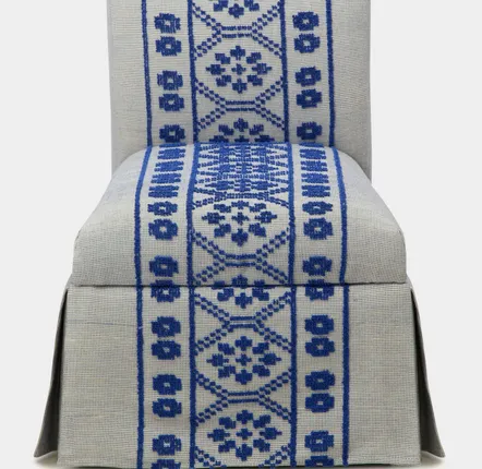 Small sofas - HANDMADE INÊS BLUE COTTON LINEN SLIPPER CHAIR - HOUSE OF CAPRICORN