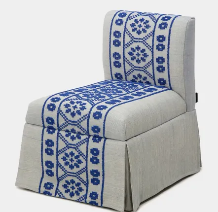 Small sofas - HANDMADE INÊS BLUE COTTON LINEN SLIPPER CHAIR - HOUSE OF CAPRICORN
