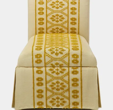 Small sofas - INÊS YELLOW COTTON&LINEN HANDMADE SLIPPER CHAIR - HOUSE OF CAPRICORN